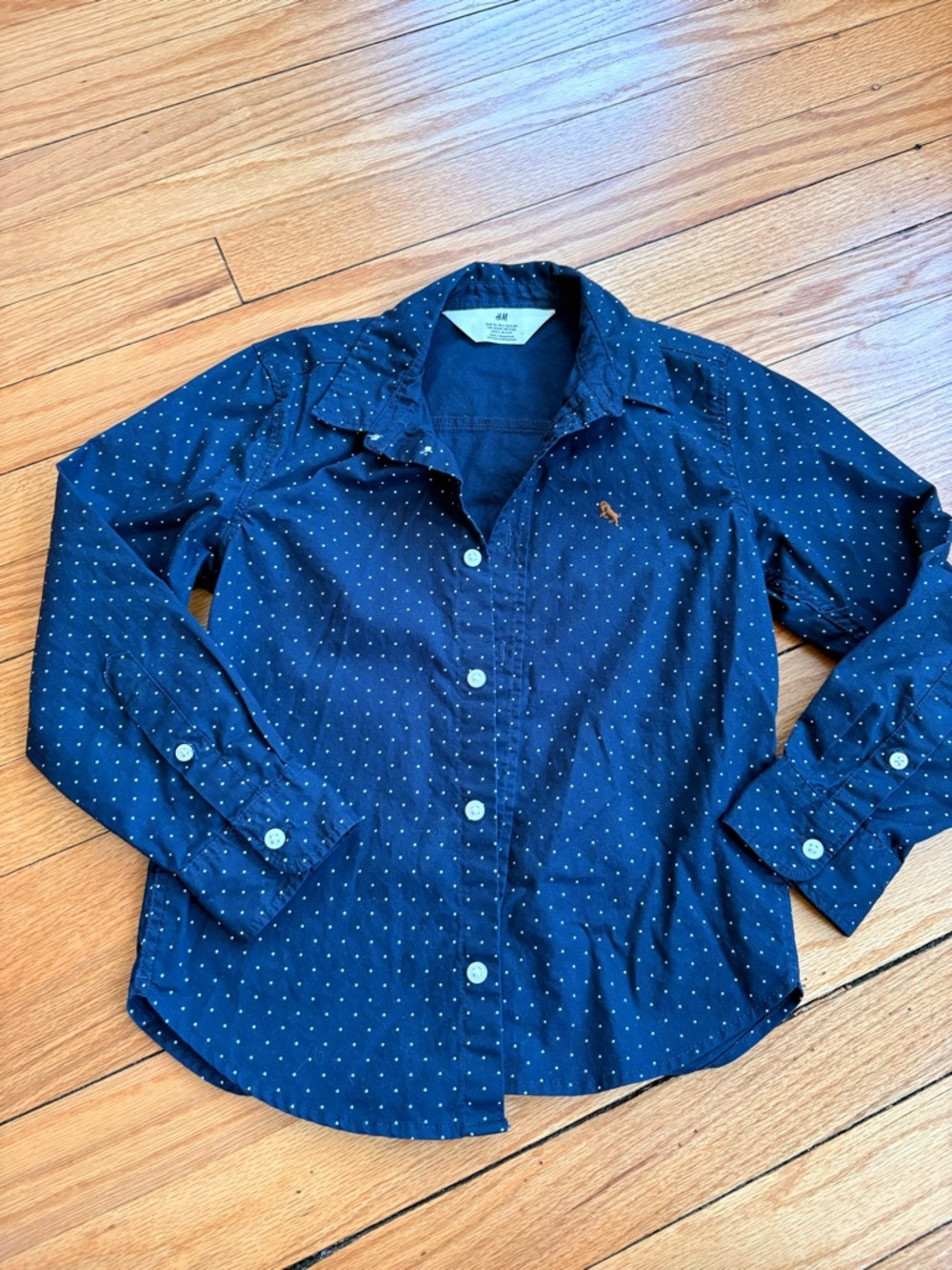 H&M Boys' Navy Dot Button-Up Shirt Size 6